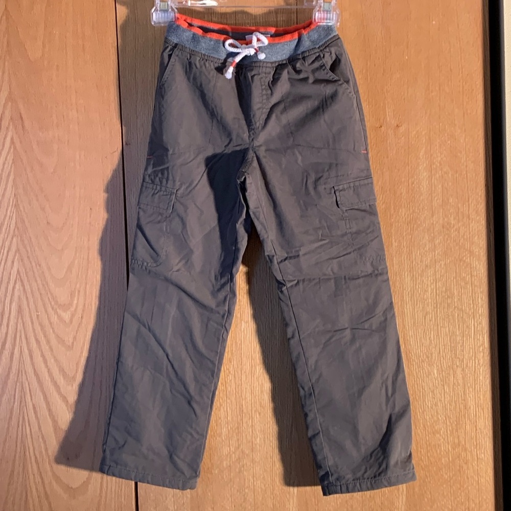 Cat & Jack olive green straight S boy’s orange lined pants adjustable waist EUC